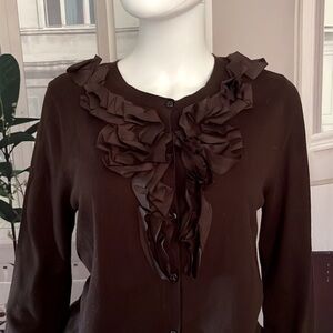 Jones N Y Sport Brown Buttoned Front Long Sleeves Cardigan. Size L. P63/A2300